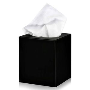 Matte black tissue box cover